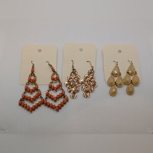 3/$20 Elegant Gold and Coral Earrings Set